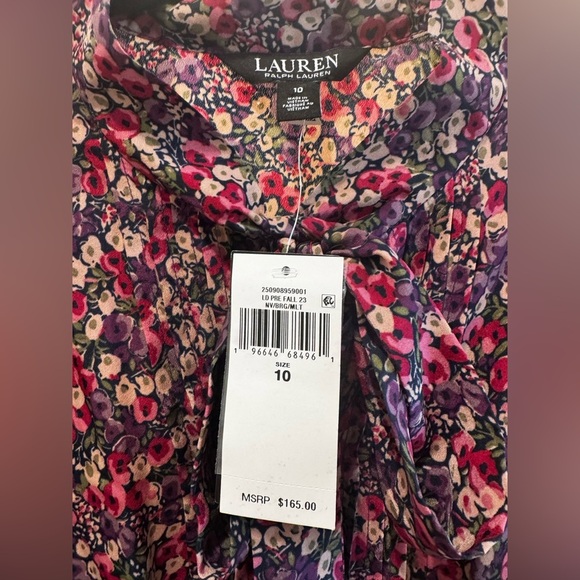 Lauren Ralph Lauren Floral Tie-Neck Midi Dress 10 NWT MSRP $165 - Picture 5 of 9